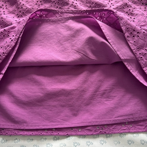 Draper James Heidi Purple Eyelet Puff Sleeve V Neck XL Top - Picture 5 of 6